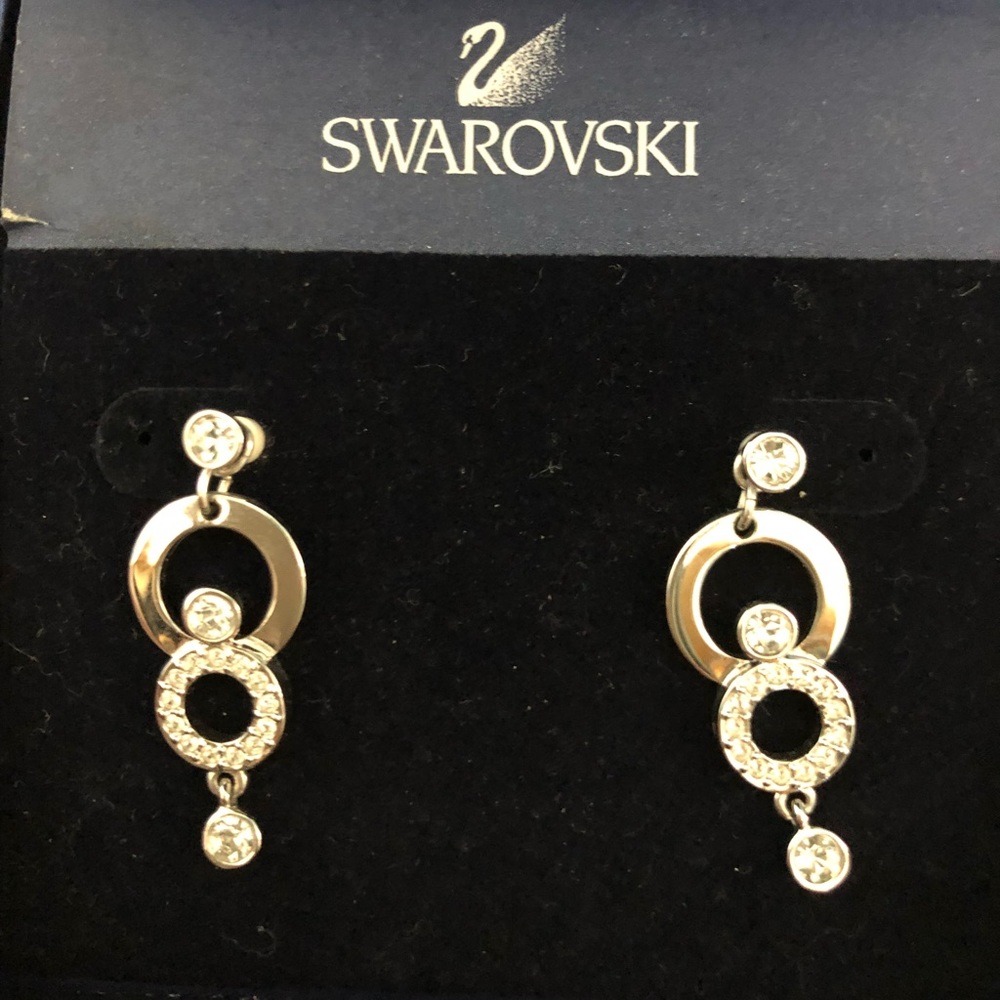 Swarovski Circles Pierced Drop Earrings